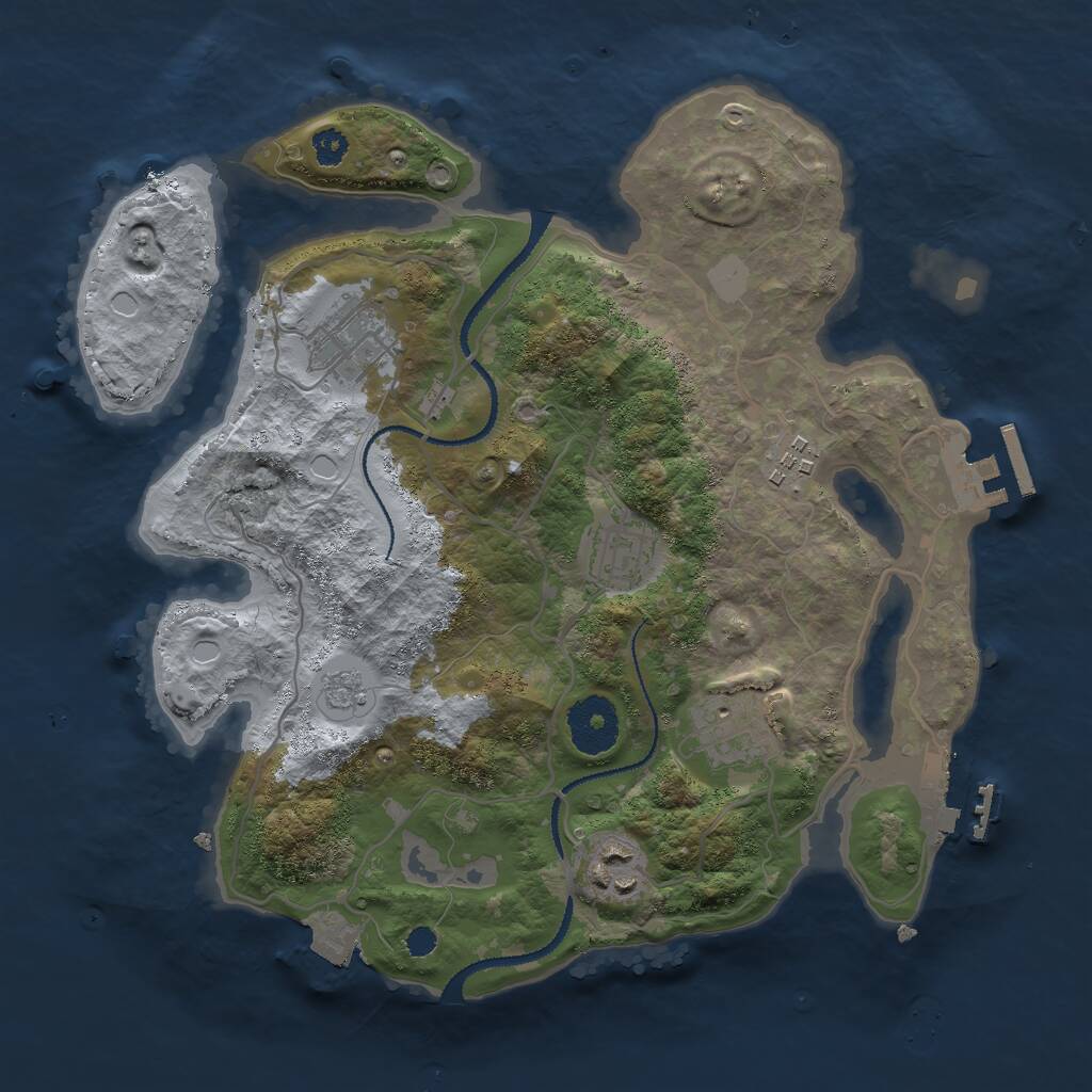 Rust Map: Procedural Map, Size: 3000, Seed: 789986800, 9 Monuments