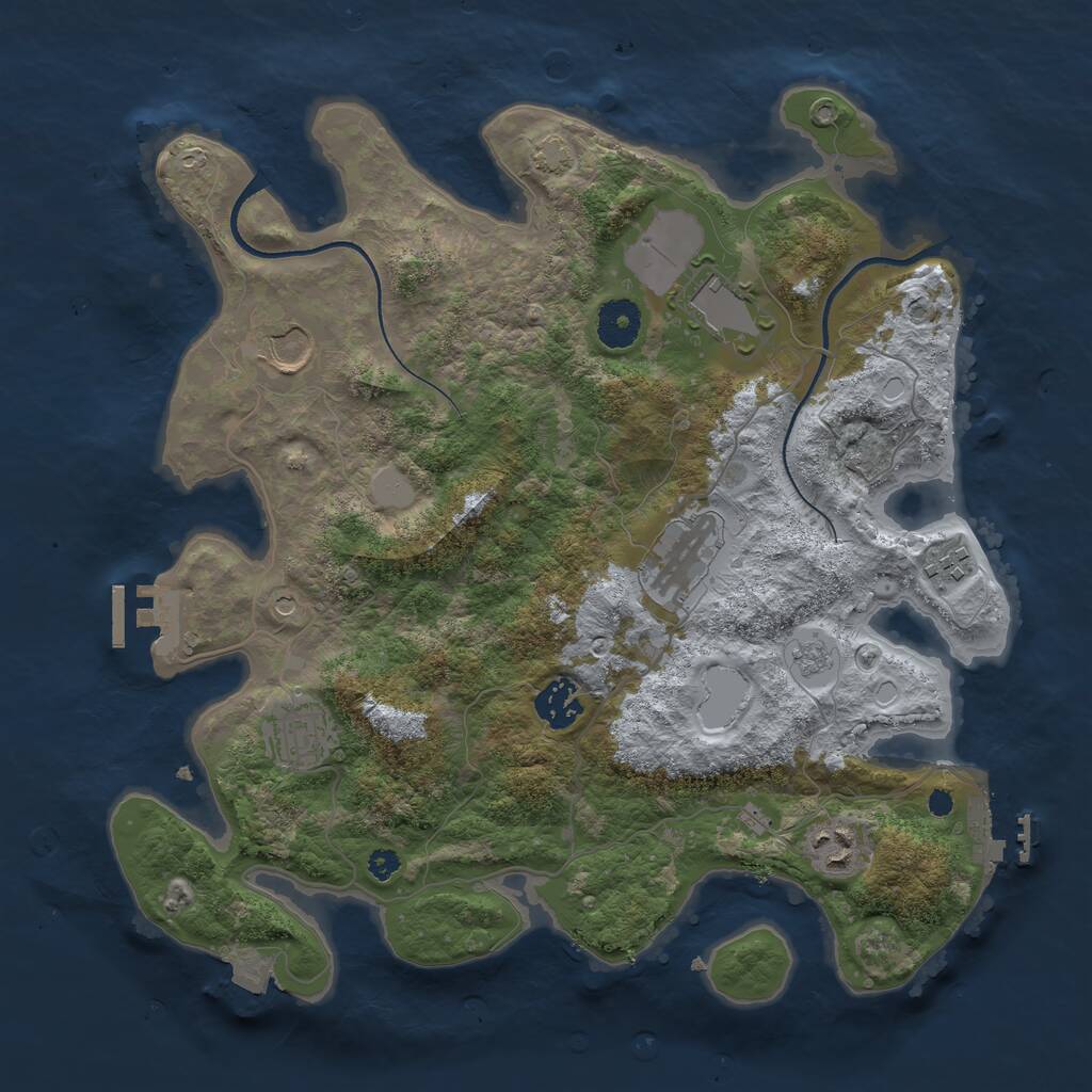 Rust Map: Procedural Map, Size: 3500, Seed: 47610601, 13 Monuments