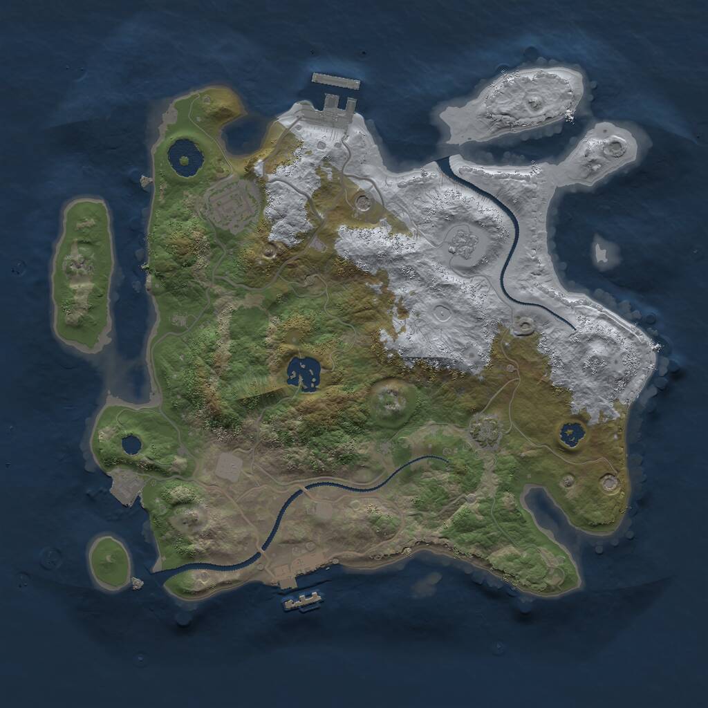 Rust Map: Procedural Map, Size: 3000, Seed: 1984043763, 8 Monuments
