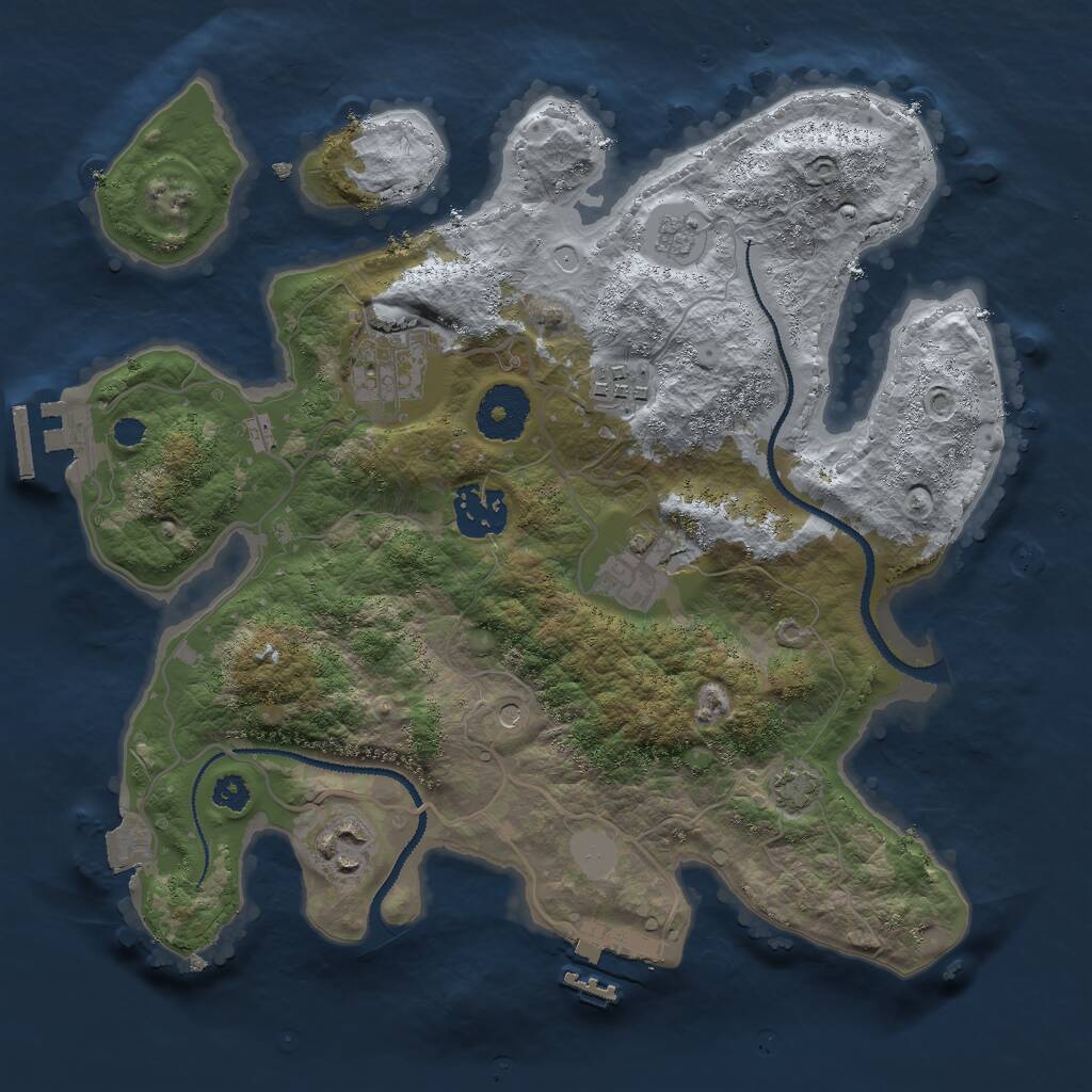 Rust Map: Procedural Map, Size: 3000, Seed: 7539054, 11 Monuments