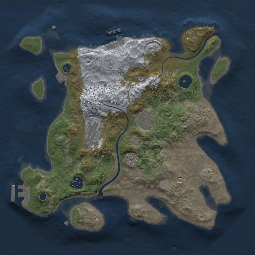 Rust Map: Procedural Map, Size: 3000, Seed: 14443, 10 Monuments