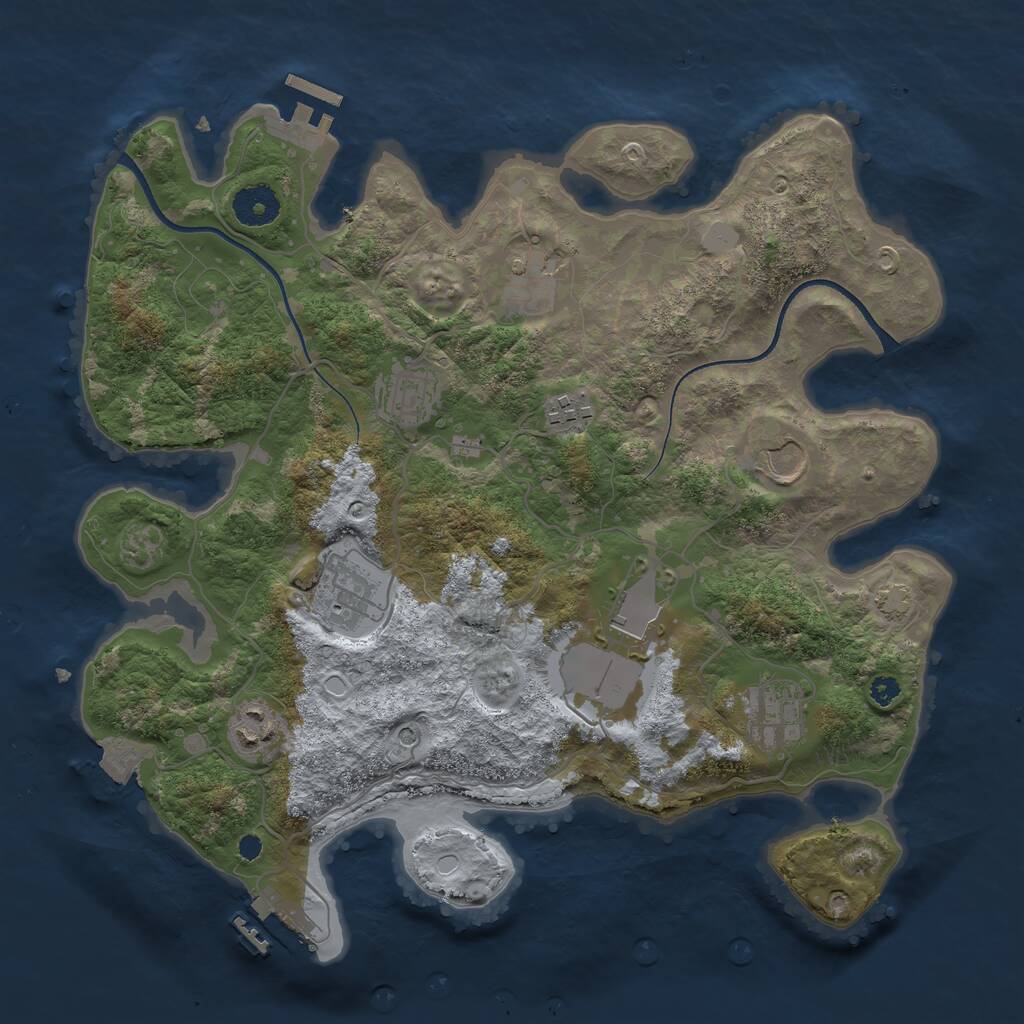 Rust Map: Procedural Map, Size: 3500, Seed: 1335291496, 13 Monuments