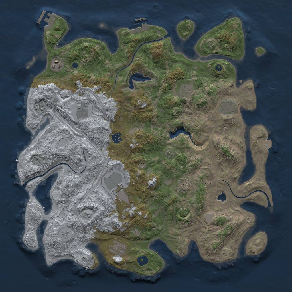 Rust Map: Procedural Map, Size: 4250, Seed: 1260341163, 15 Monuments