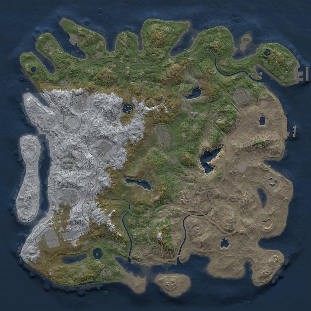 Rust Map: Procedural Map, Size: 4500, Seed: 1492718538, 16 Monuments