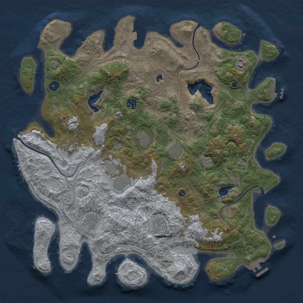 Rust Map: Procedural Map, Size: 4500, Seed: 2093889066, 15 Monuments