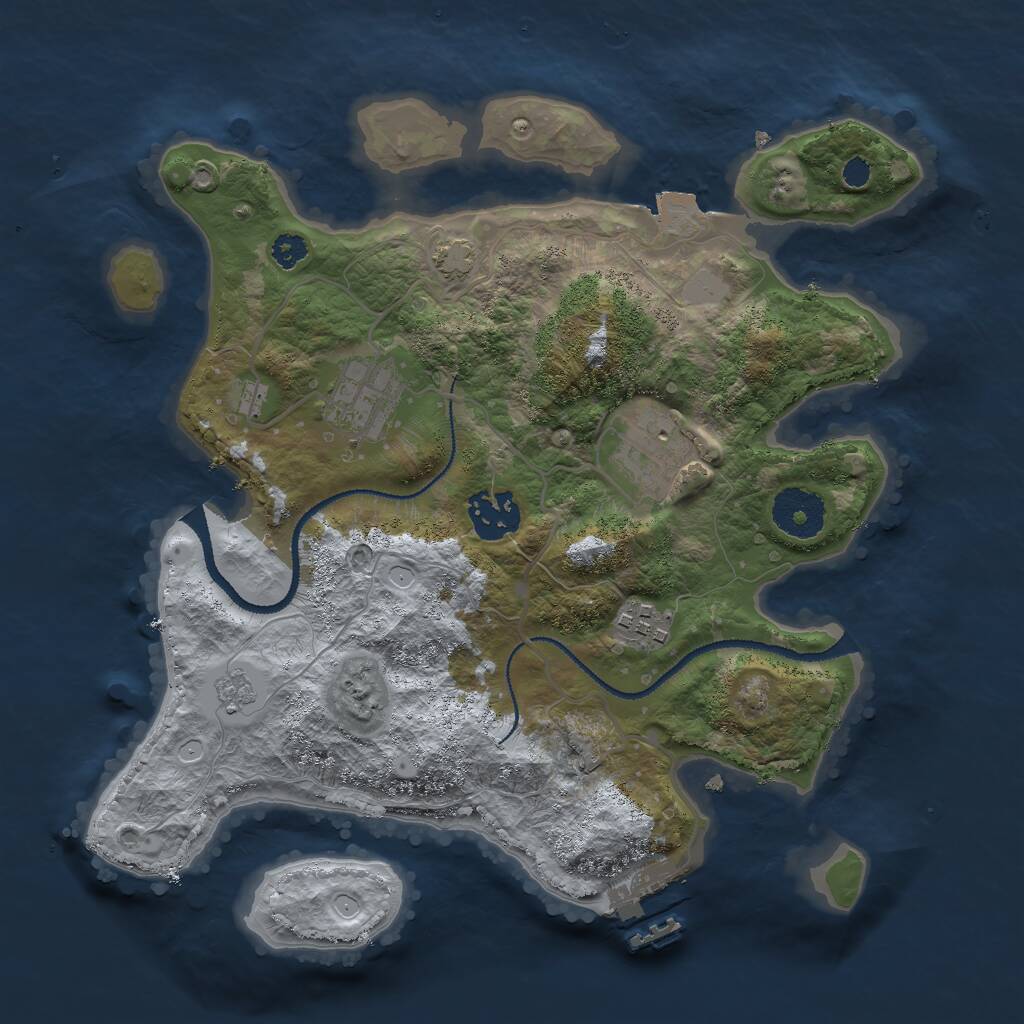 Rust Map: Procedural Map, Size: 3000, Seed: 7789, 8 Monuments