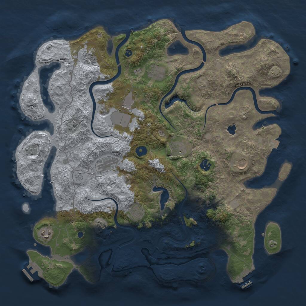 Rust Map: Procedural Map, Size: 4200, Seed: 1909832433, 16 Monuments