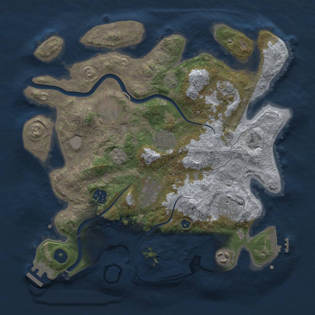 Rust Map: Procedural Map, Size: 3400, Seed: 1196295732, 14 Monuments