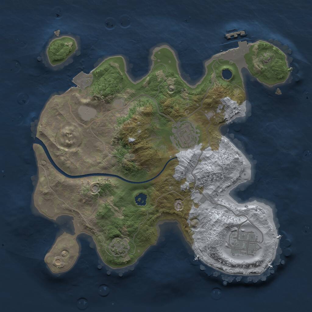 Rust Map: Procedural Map, Size: 2500, Seed: 2047475517, 5 Monuments