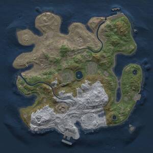 Thumbnail Rust Map: Procedural Map, Size: 3000, Seed: 1104929239, 10 Monuments