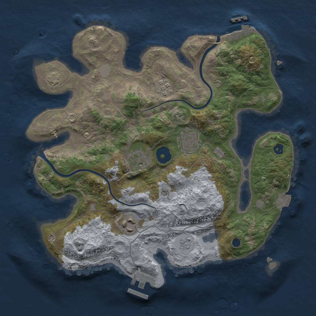 Rust Map: Procedural Map, Size: 3000, Seed: 1104929239, 10 Monuments