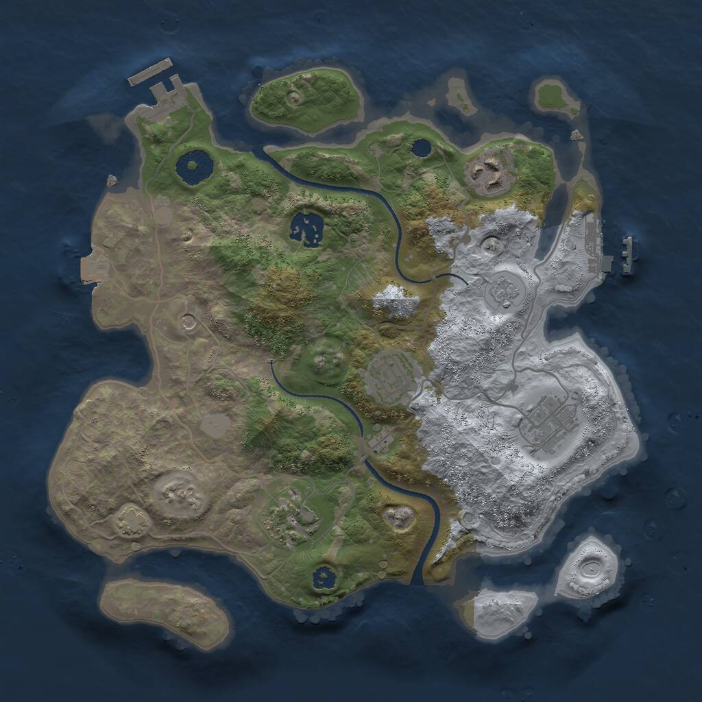 Rust Map: Procedural Map, Size: 3000, Seed: 712968626, 11 Monuments