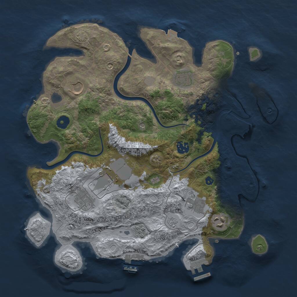 Rust Map: Procedural Map, Size: 3500, Seed: 1822685544, 14 Monuments
