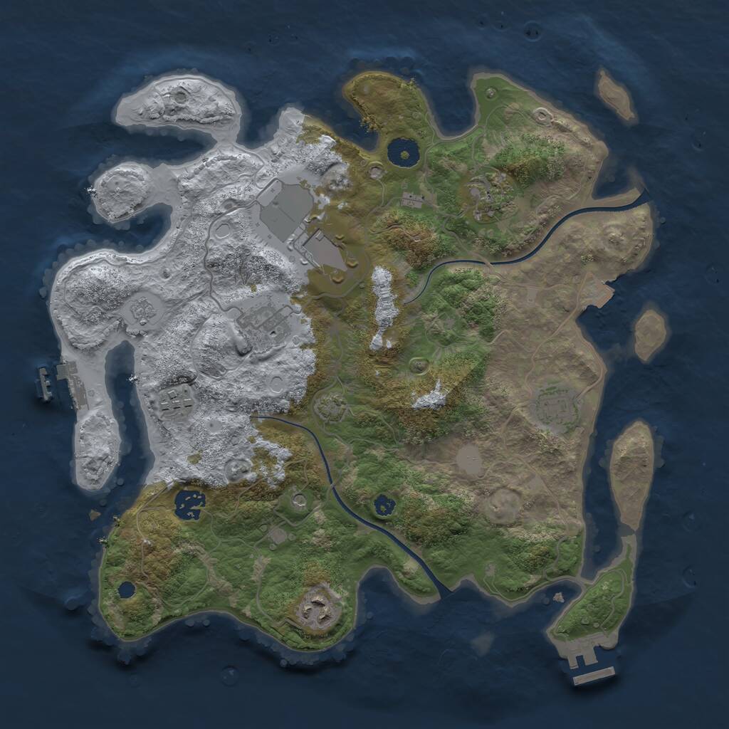 Rust Map: Procedural Map, Size: 3500, Seed: 605695941, 13 Monuments