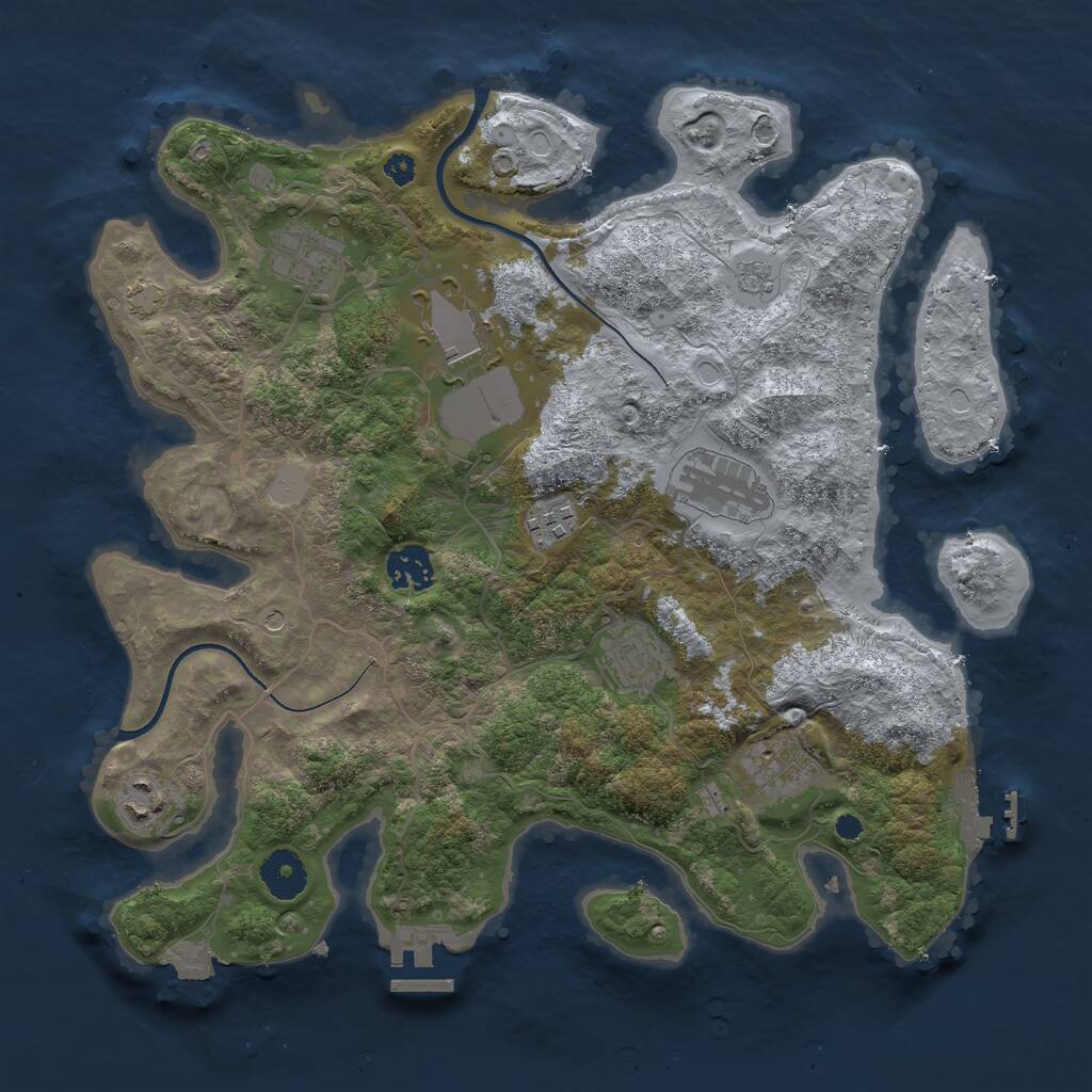 Rust Map: Procedural Map, Size: 3500, Seed: 592393573, 14 Monuments
