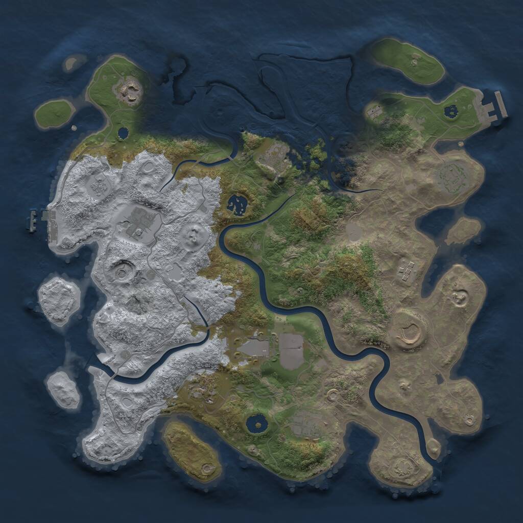 Rust Map: Procedural Map, Size: 3850, Seed: 1133439365, 16 Monuments