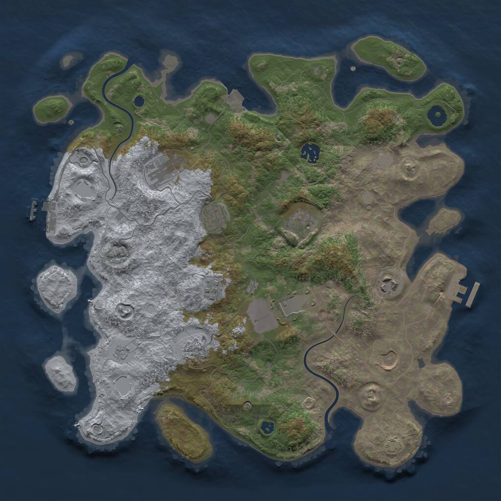 Rust Map: Procedural Map, Size: 3850, Seed: 1133439365, 15 Monuments