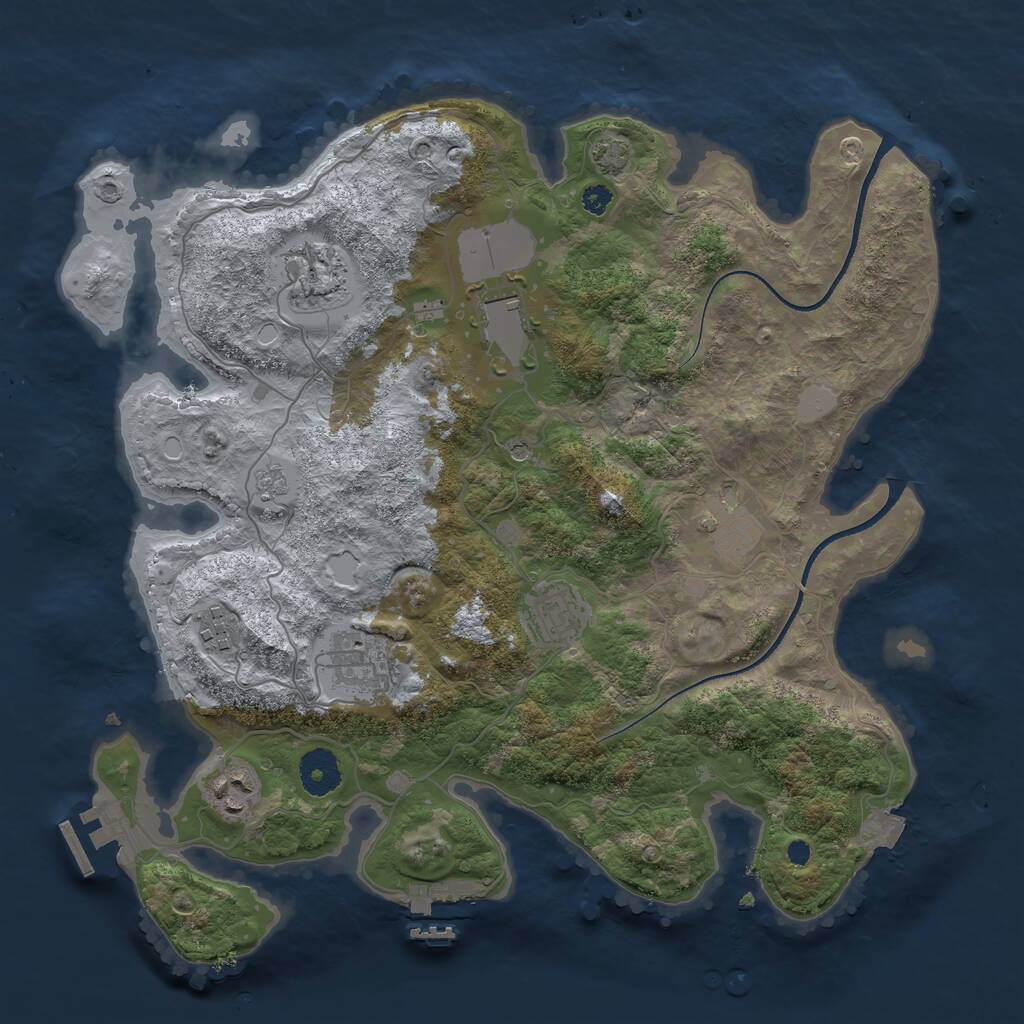 Rust Map: Procedural Map, Size: 3500, Seed: 2112254290, 13 Monuments