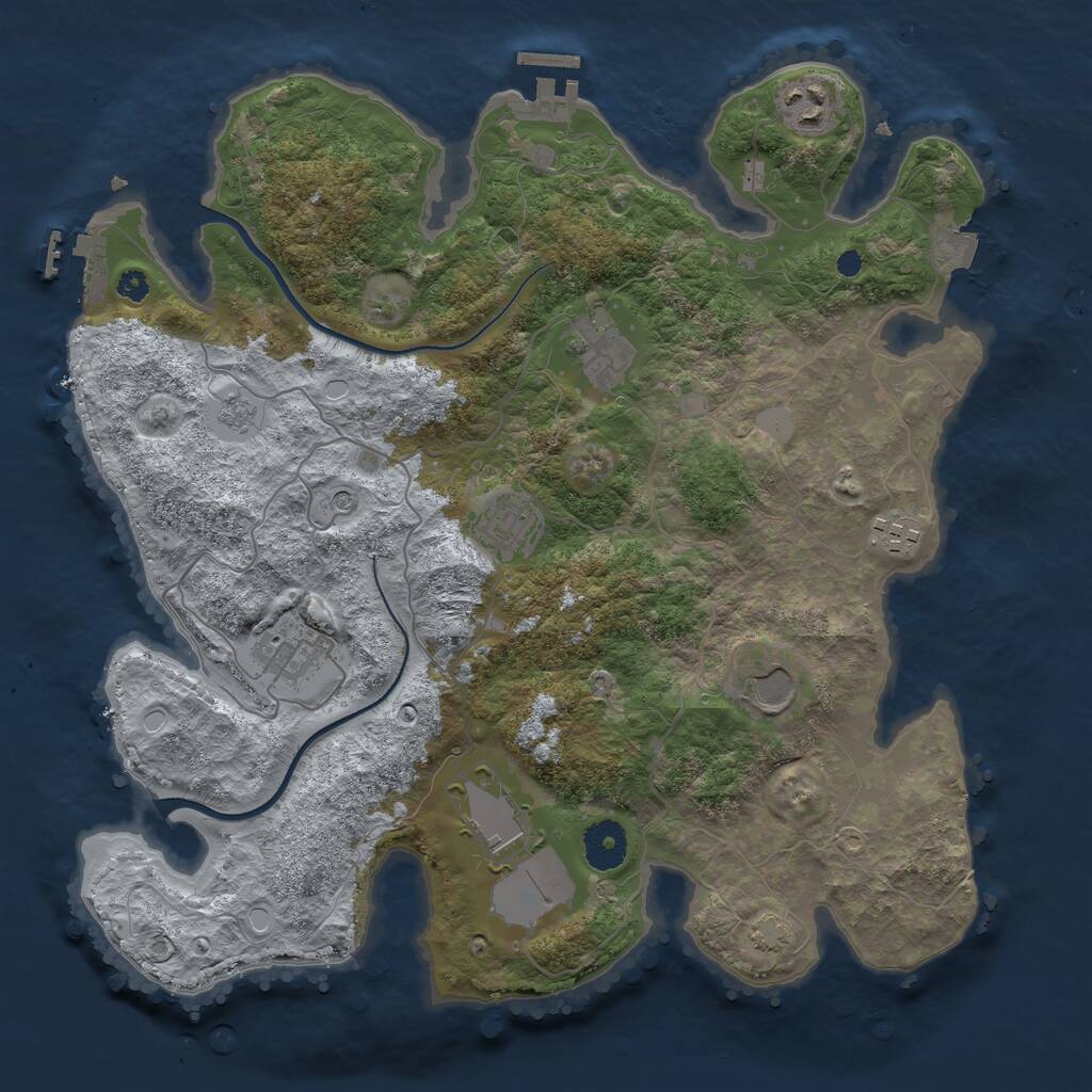 Rust Map: Procedural Map, Size: 3500, Seed: 363857085, 13 Monuments
