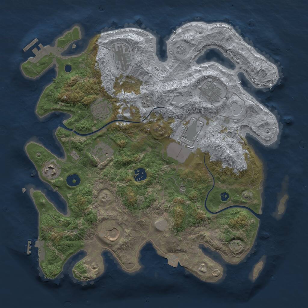 Rust Map: Procedural Map, Size: 3500, Seed: 701303582, 15 Monuments