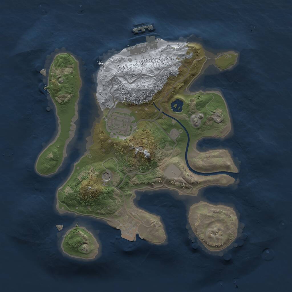 Rust Map: Procedural Map, Size: 2250, Seed: 1112632525, 4 Monuments