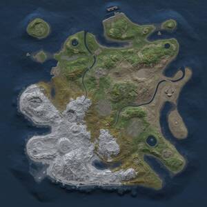 Thumbnail Rust Map: Procedural Map, Size: 3000, Seed: 750454294, 9 Monuments