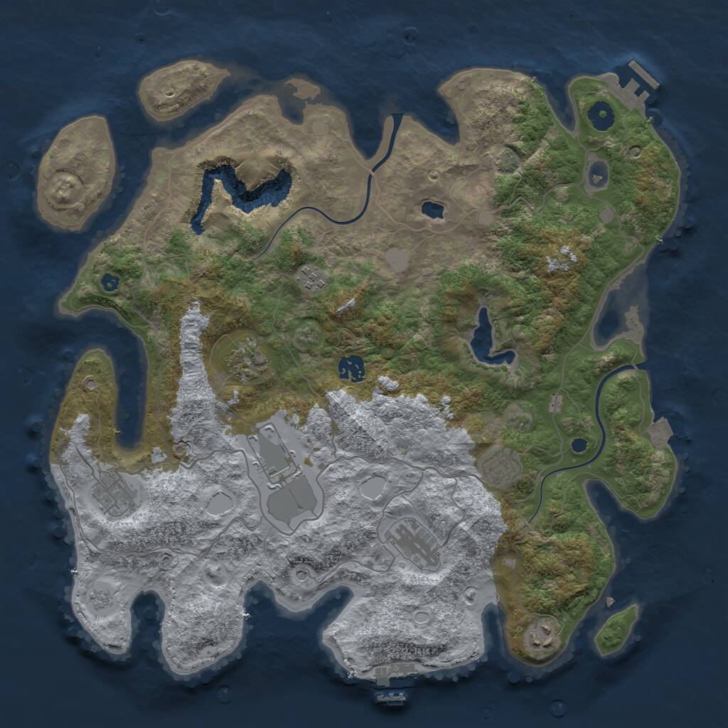 Rust Map: Procedural Map, Size: 4000, Seed: 744850215, 14 Monuments