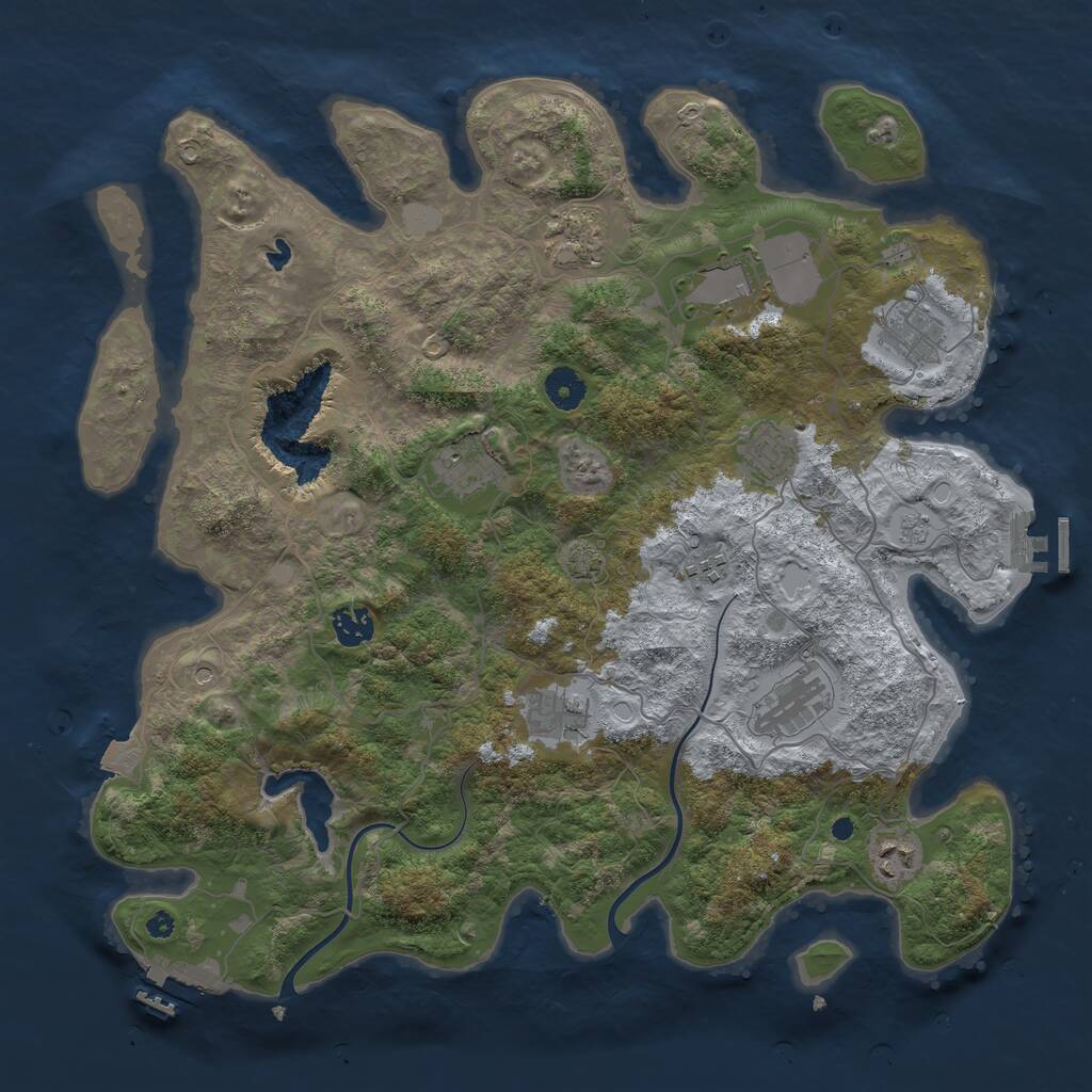 Rust Map: Procedural Map, Size: 4000, Seed: 1236464321, 16 Monuments