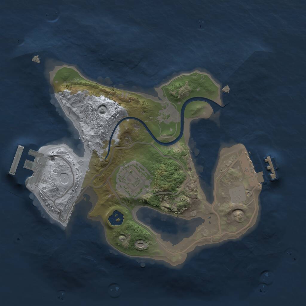 Rust Map: Procedural Map, Size: 2048, Seed: 80501, 4 Monuments