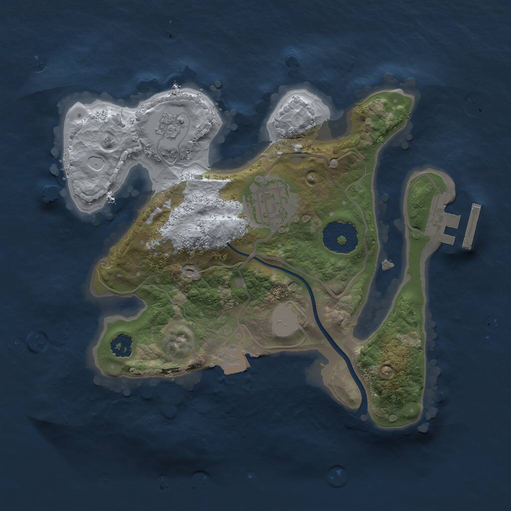 Rust Map: Procedural Map, Size: 2250, Seed: 54546, 4 Monuments
