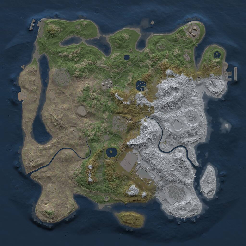 Rust Map: Procedural Map, Size: 3500, Seed: 875470405, 13 Monuments