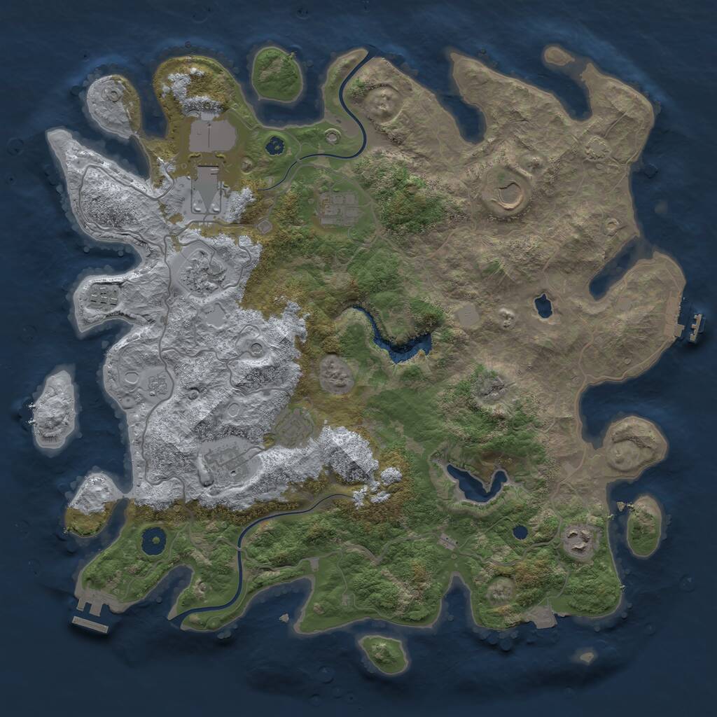 Rust Map: Procedural Map, Size: 4000, Seed: 969233439, 14 Monuments