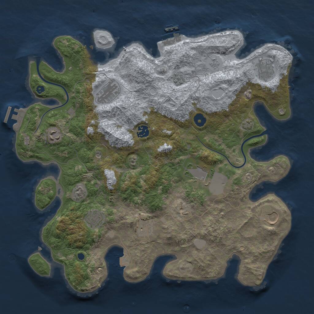 Rust Map: Procedural Map, Size: 3803, Seed: 1, 15 Monuments
