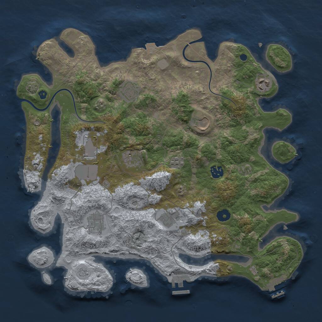 Rust Map: Procedural Map, Size: 3750, Seed: 302244081, 15 Monuments