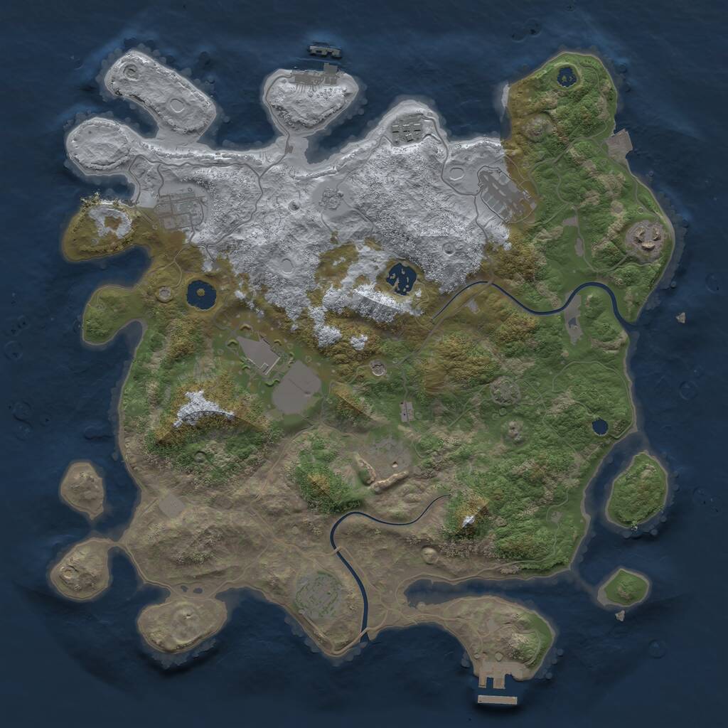 Rust Map: Procedural Map, Size: 3750, Seed: 1545877050, 14 Monuments