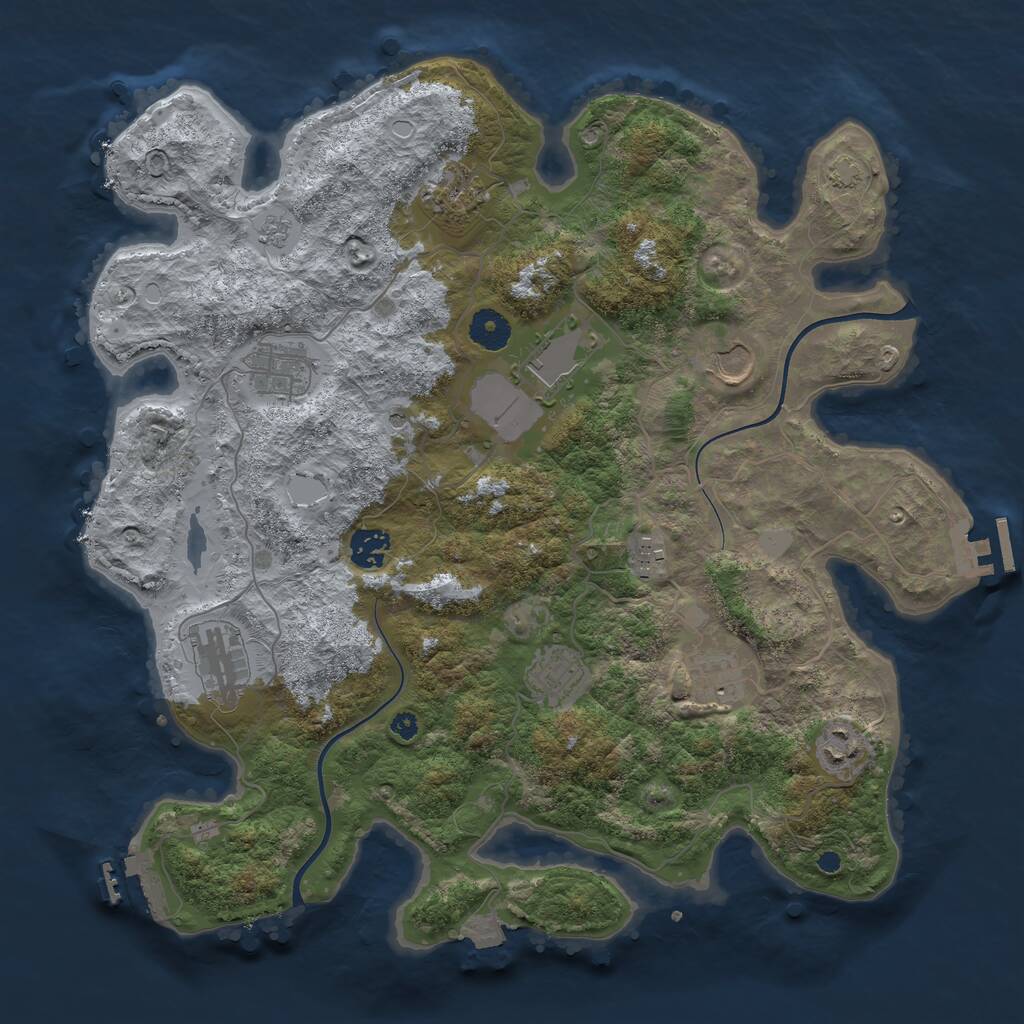 Rust Map: Procedural Map, Size: 3800, Seed: 170000, 16 Monuments