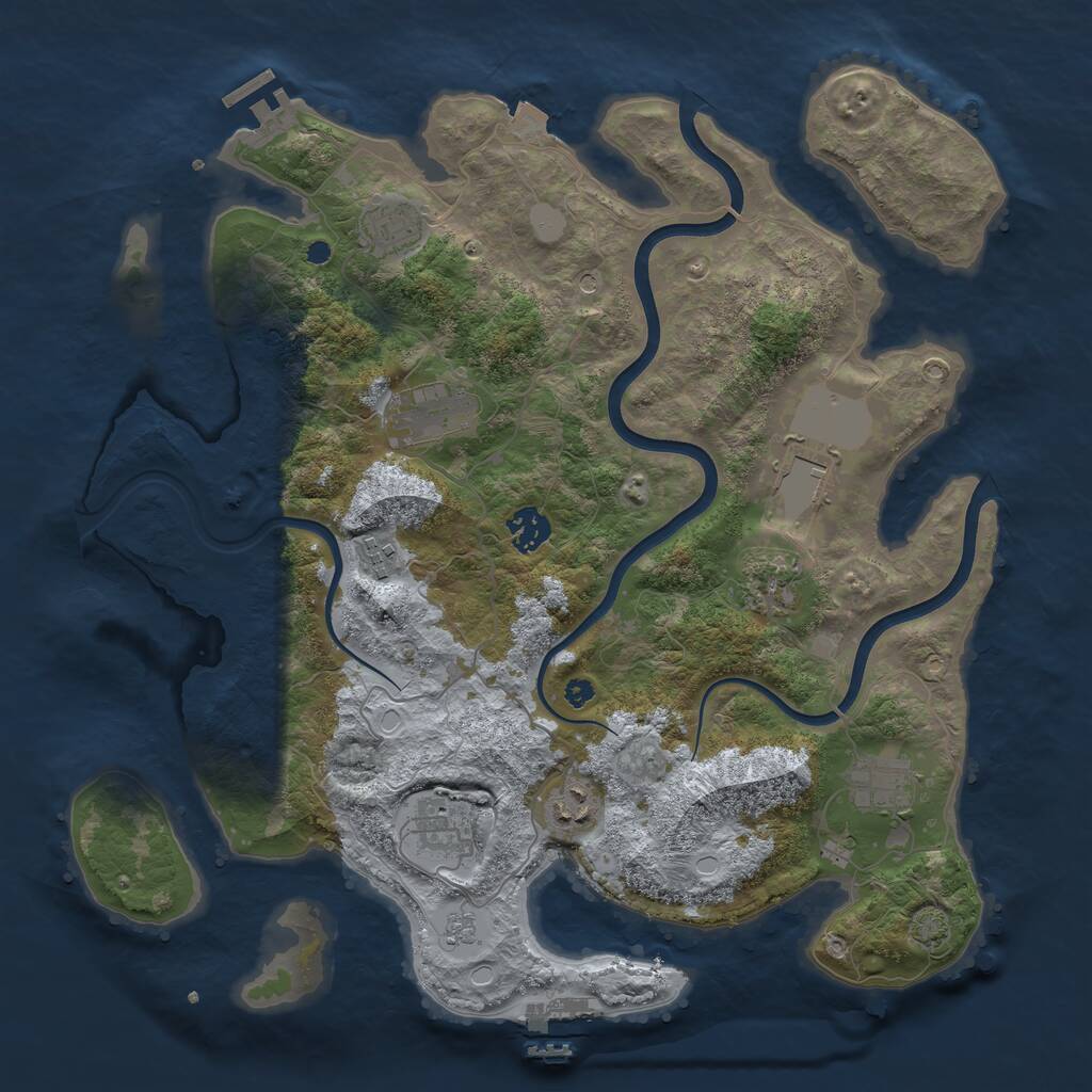Rust Map: Procedural Map, Size: 3800, Seed: 8151589, 15 Monuments