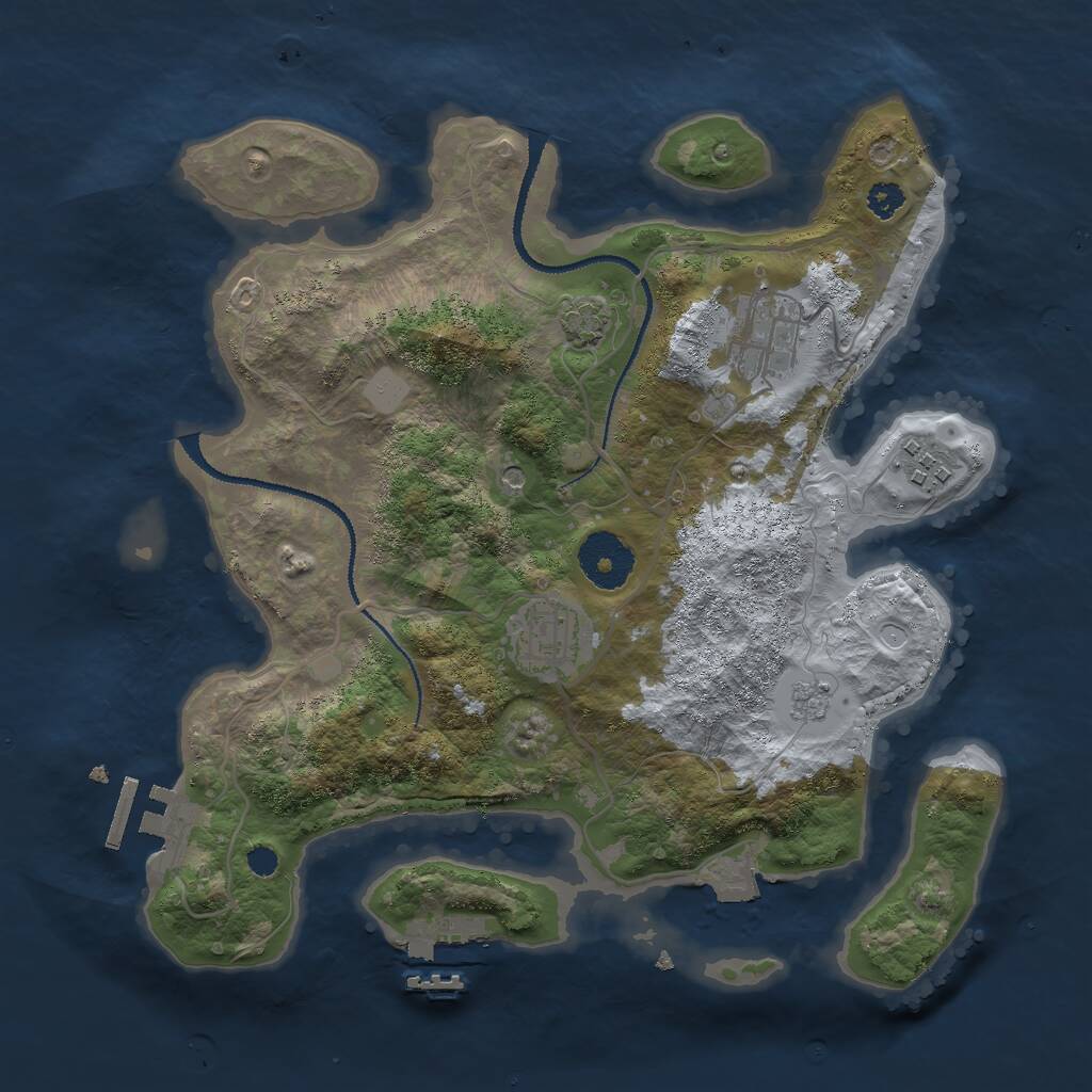 Rust Map: Procedural Map, Size: 3000, Seed: 85541064, 9 Monuments