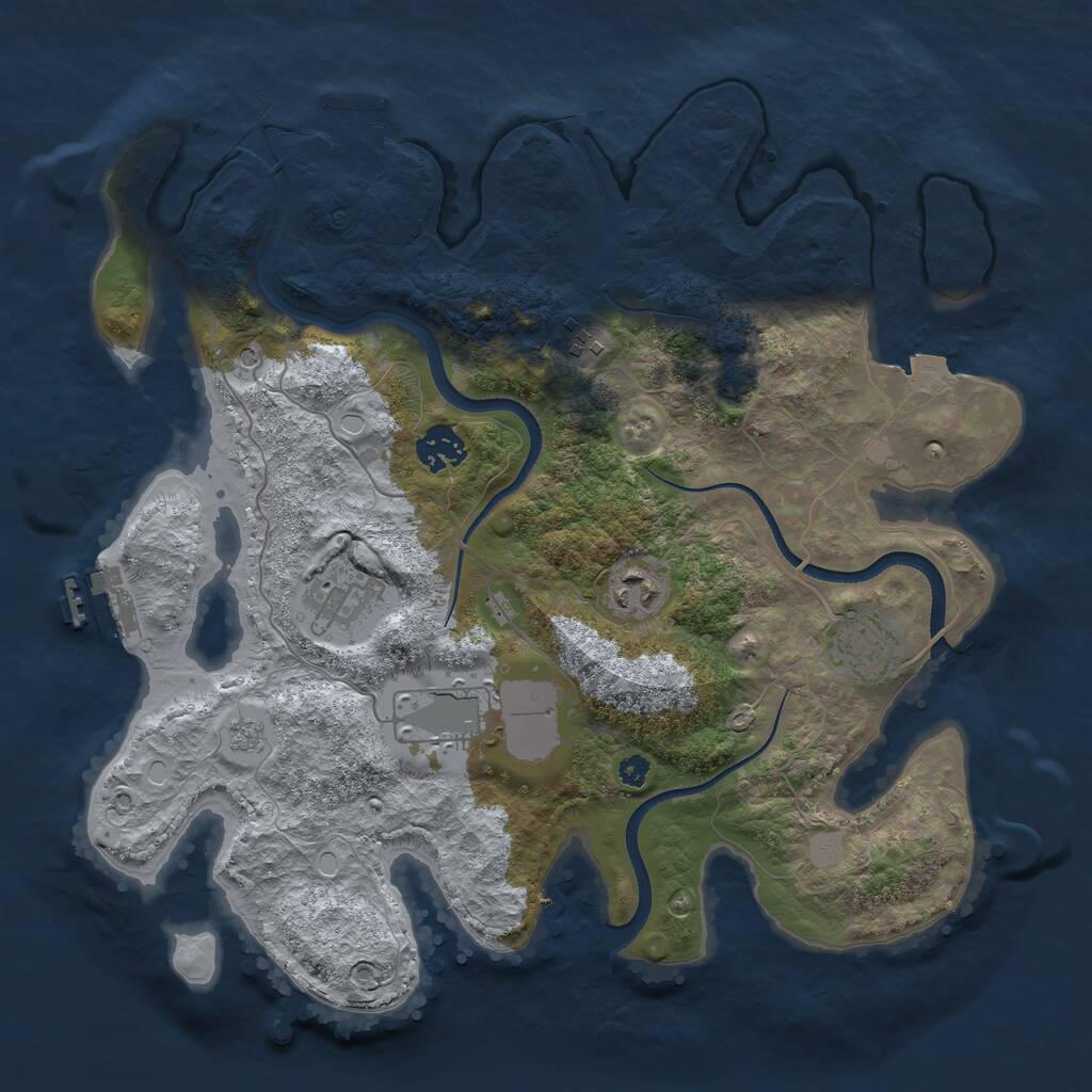 Rust Map: Procedural Map, Size: 3500, Seed: 738730327, 12 Monuments