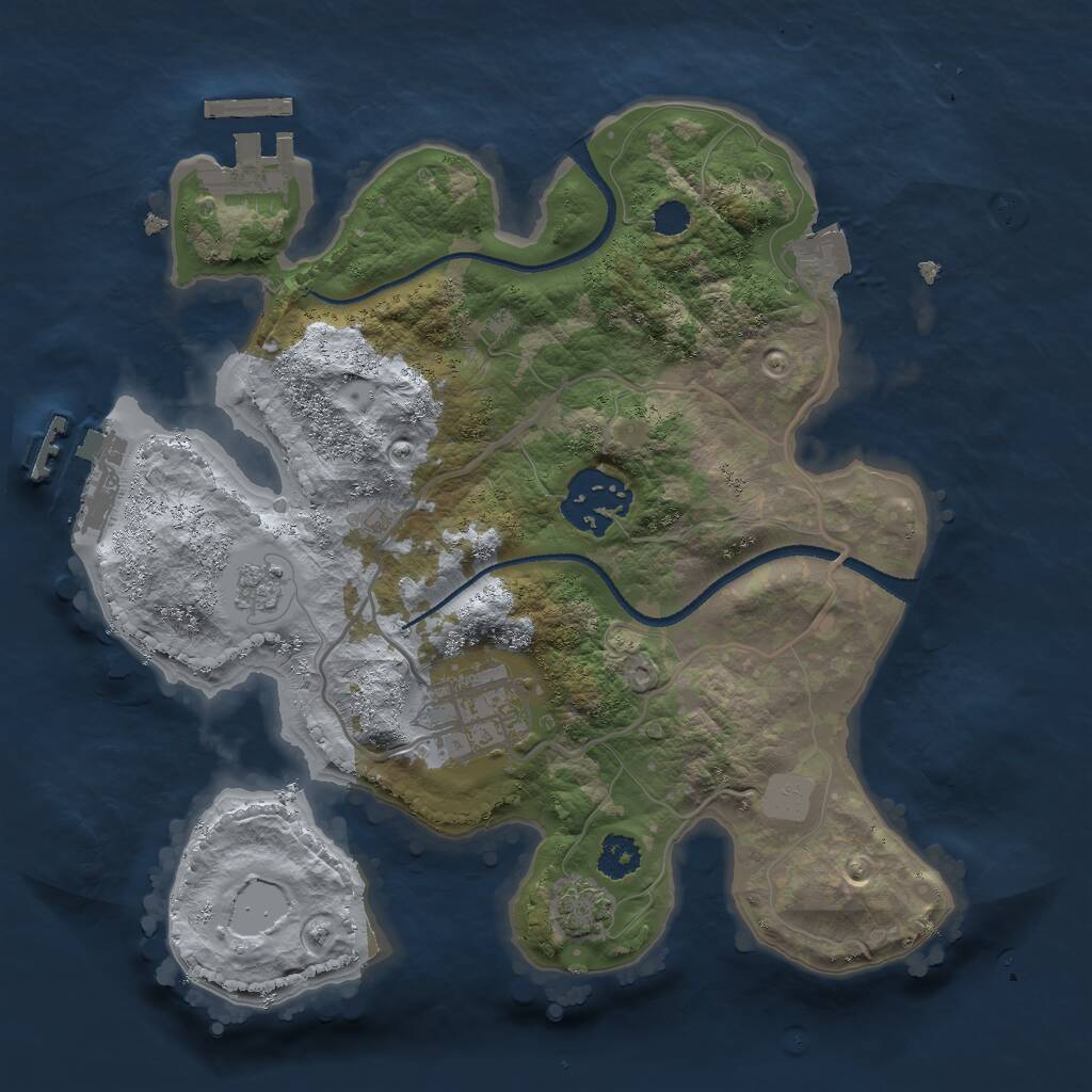Rust Map: Procedural Map, Size: 2500, Seed: 68571, 7 Monuments
