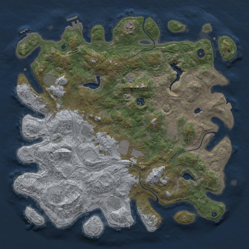 Rust Map: Procedural Map, Size: 4500, Seed: 991490143, 15 Monuments