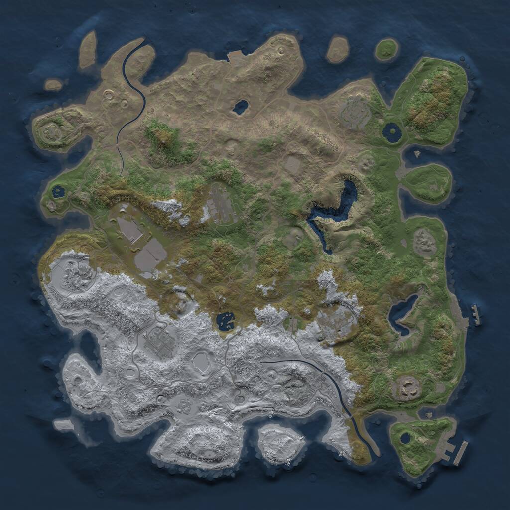Rust Map: Procedural Map, Size: 4000, Seed: 1423280562, 14 Monuments