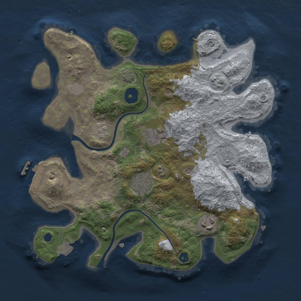 Rust Map: Procedural Map, Size: 3000, Seed: 567765, 9 Monuments