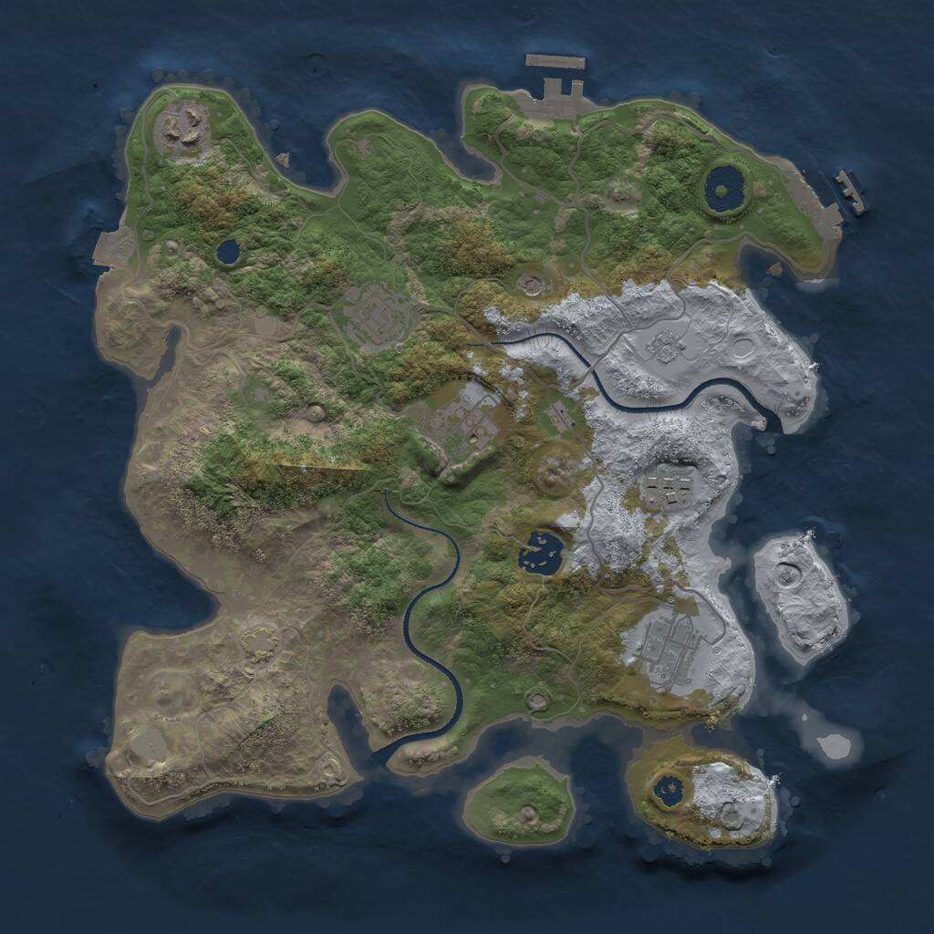 Rust Map: Procedural Map, Size: 3200, Seed: 1192744246, 12 Monuments