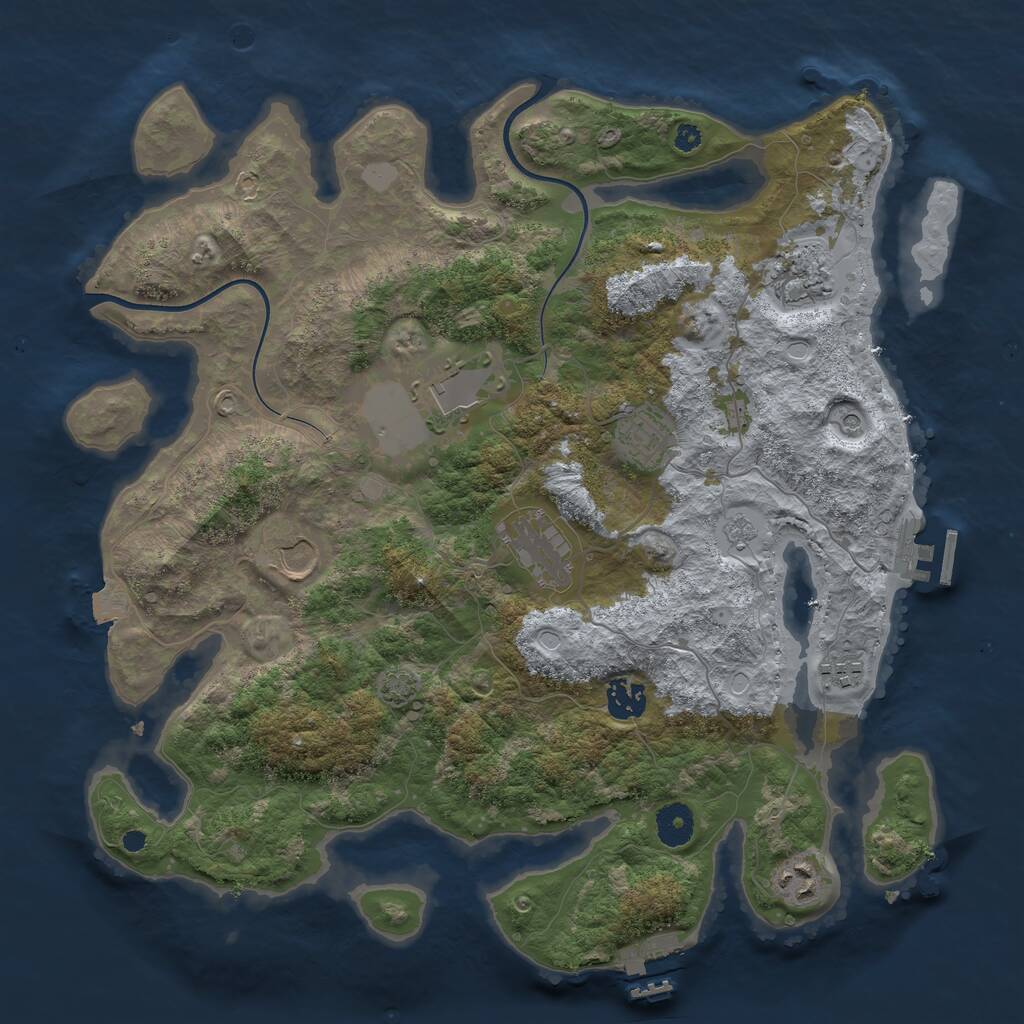 Rust Map: Procedural Map, Size: 3750, Seed: 920080463, 14 Monuments