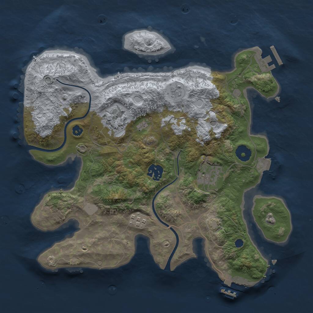 Rust Map: Procedural Map, Size: 3000, Seed: 72764, 10 Monuments