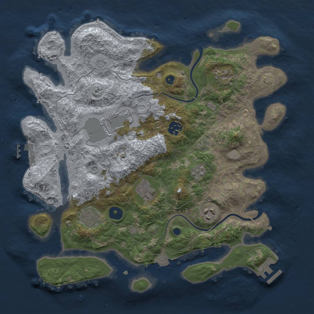 Rust Map: Procedural Map, Size: 3500, Seed: 2021419889, 13 Monuments