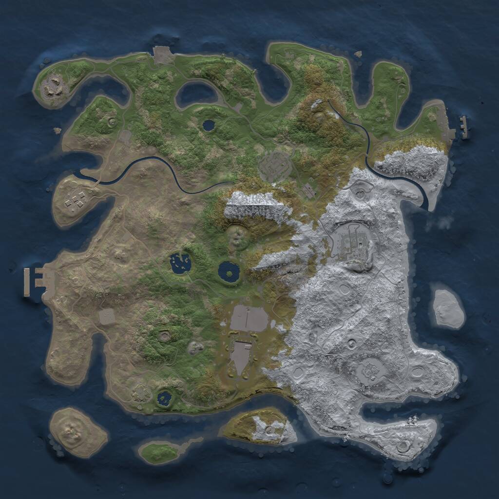 Rust Map: Procedural Map, Size: 3500, Seed: 547365698, 12 Monuments