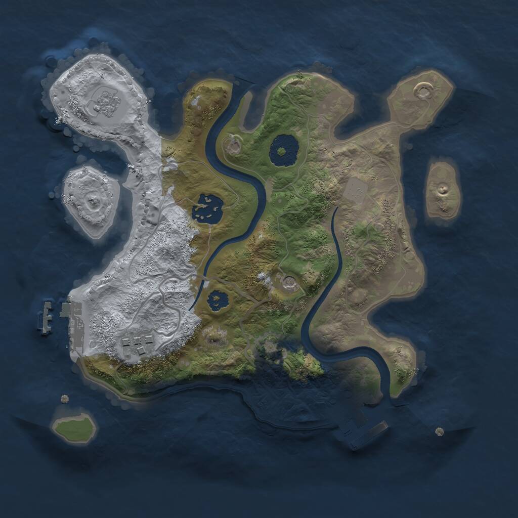Rust Map: Procedural Map, Size: 2500, Seed: 68974, 8 Monuments
