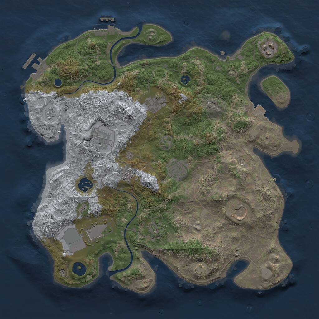 Rust Map: Procedural Map, Size: 3500, Seed: 1986908484, 15 Monuments